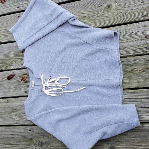 Zara fleece dolman sleeve Sweater top Small grey heather - Picture 1 of 6